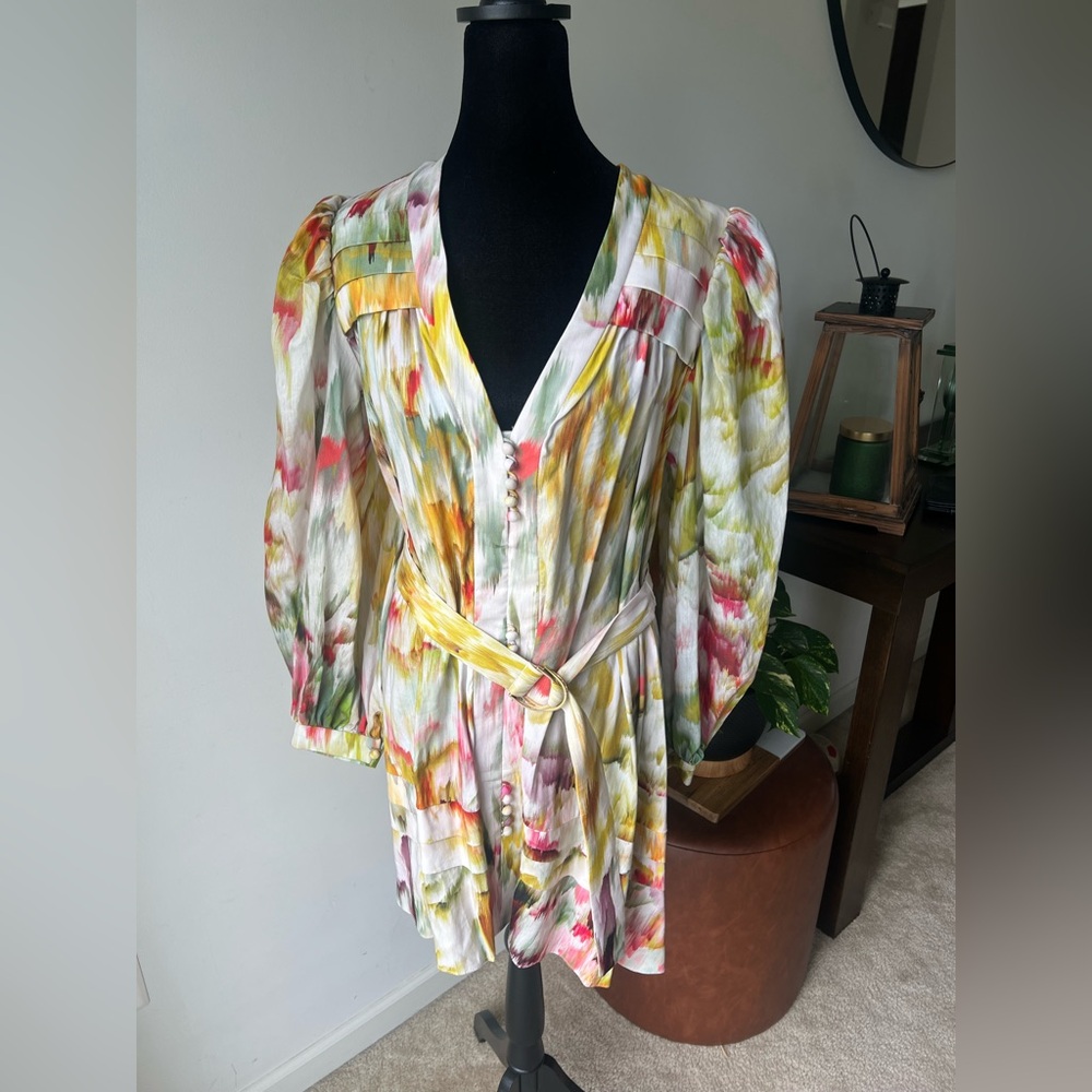 NWT Acler Jensen Mini Dress in a multicolor Monet Garden print